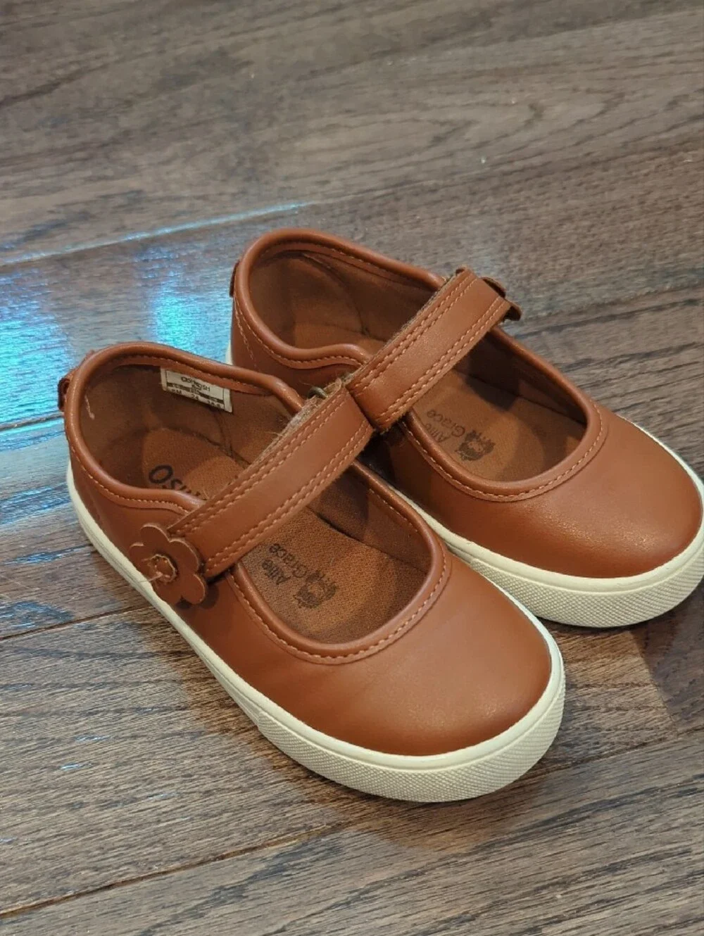 OshKosh B'gosh Brown Mary Jane Sneaker with Flower Strap